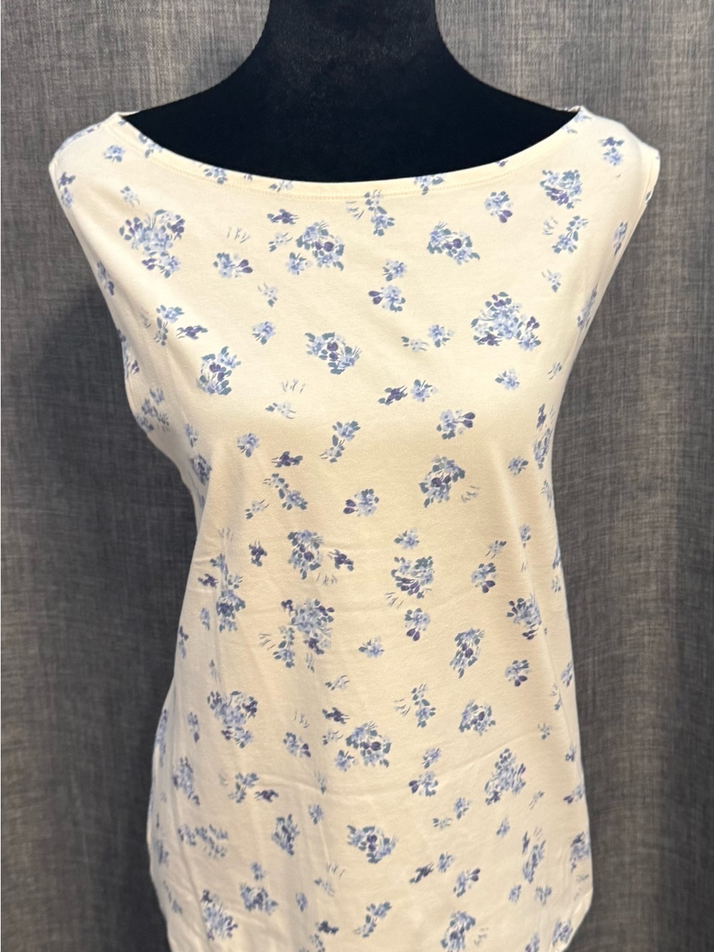 GAP Cream Tank with Light Blue Floral Scatter